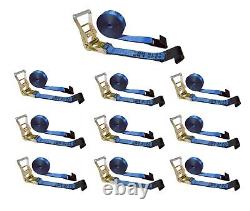 10Pack 2 x 30' Ratchet Strap withFlat Hook Flatbed Truck Trailer Farming Tie Down