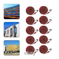 10Pcs 4 x 30' Winch Tie Down Strap with Flat Hook for Flatbed Truck Trailer Farm