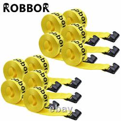 10Pcs 4x30' Winch Straps Yellow withflat hook, WLL 5400 Flatbed Tie Down Strap