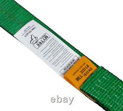 10Pk 2x30' Green Ratchet Straps with Flat Hooks 3333 # WLL Hi Visibility Tie Down