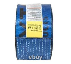 (10 Pack) 4x30' Winch Straps Blue withflat hook, WLL 5400 Flatbed Tie Down Strap