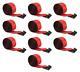 (10 Pack) 4x30' Winch Straps Red withflat hook, WLL 5400 Flatbed Tie Down Strap