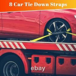 16 Car Tie Down Straps Set for Trailers with Hooks 10000lbs Break Strength