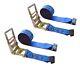 2 Pack 4 x 30' Ratchet Strap with Flat Hook Flatbed Truck Trailer Farm Tie Down