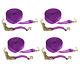 2 x 27' PURPLE Ratchet Straps withJ Wire Hook Truck Tie Down Diamond Weave 4-PACK