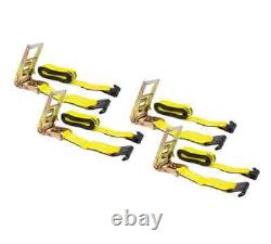 3x30' Ratchet Tie-Down Straps with Flat Hook 15,000 Lbs Capacity Yellow (4 Pk)
