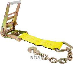 4 In. X 30 Ft. Ratchet Tie down Straps with Chain Anchor 5400 Lbs WLL Flatbed Tr