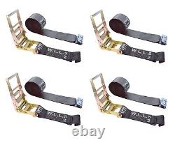 4 Pack 4 x 30' Ratchet Strap with Flat Hook Flatbed Truck Trailer Farm Tie Down