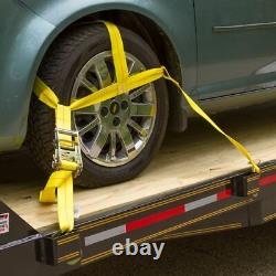 4-Pack Auto Haul Trailer Ratchet 13-16 Wheel Net Tie-Down Strap CTS-RAT-SNAP-4