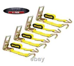 (4 Pack) Ratchet Tie-Down Straps with Wire Hook, 3 x 30' Yellow Ratchet Stra