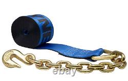 4 Pk 4x30' Kinedyne Winch Strap with Chain Anchor, WLL 5400 # Trailer Tie Down