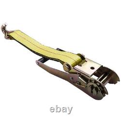 4 x J-Hook Ratchet Tie Downs Polyester Web Strap 2 in x 27 ft x 10000 lbs New