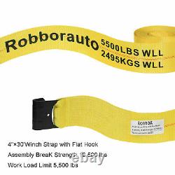 4x30' Winch Straps withflat hook / WLL 5500 lbs Flatbed Tie Down Strap 10 Pack