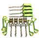 8 POINT TIE DOWN Kit Hi-VIZ Green Straps withchain ends Rollback Flatbed Tow Truck
