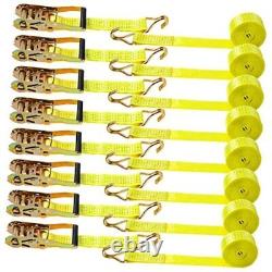 8 Pack 2 Inch x 15 ft Ratchet Tie Down Straps Heavy Ratchet Straps Up to Yellow