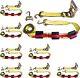 8 Pack 2 x 10' Over The Tire Car Hauler Ratchet Tie Down Strap with Swivel J Hook