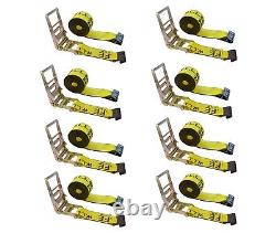 8 Pack 3 x 30' Ratchet Strap with Flat Hooks Flatbed Truck Trailer Tie Down Strap