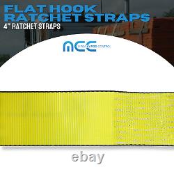 8 Pack 4 x 30' Ratchet Strap with Flat Hook Flatbed Truck Trailer Farm Tie Down