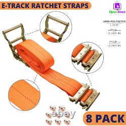 8 Pack Orange Ratchet Tie Down Straps 4400lbs 2 x 15' Heavy Duty Ratchet Strap