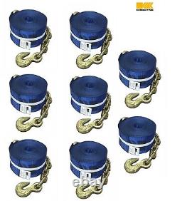 8 Pk 4x30' Kinedyne Winch Strap with Chain Anchor, WLL 5400 # Trailer Tie Down