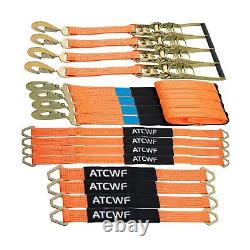 ATCWF Car Tie Down Ratchet Straps Kit with Heavy Duty Snap Hooks-11023LBS Bre