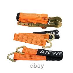 ATCWF Car Tie Down Ratchet Straps Kit with Heavy Duty Snap Hooks-11023LBS Bre