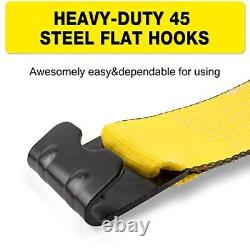 Autofonder Winch Straps 4 x 30' Yellow Tie Down Flat Hooks WLL 5400 lbs 4 Inch