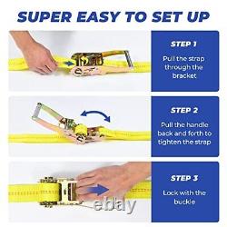 Car Tie Down Straps for Trailers with Snap Hooks, 2 x 96 Ratchet Car Yellow