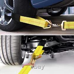 Car Tie Down Straps for Trailers withs, 2 x 96 Ratchet Car Straps, Snap Hook
