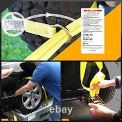 Car Tie Down with Snap Hooks- 4 Pack 2x96 with 3,300lb Safe Working Yellow