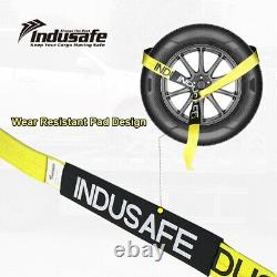 Indusafe 4 PCS 2'' x 8' Ratchet Strap Tie Downs with Flat Hook for Car ATV Boat