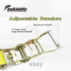 Indusafe 4 PCS 2'' x 8' Ratchet Strap Tie Downs with Flat Hook for Car ATV Boat