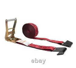 (Pack 10) 2x30' Kinedyne Red Tie-Down Ratchet Straps with Flat Hooks, 3,333 WLL