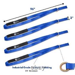 RYTASH Blue Lasso Car Wheel Tie Down Ratchet Straps with Chain Anchors 4 Pack