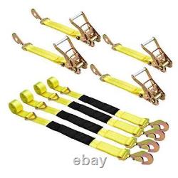 Ratchet Tie Down Straps by 2 Inch x 114 Inch, 4 Pack with Snap Hooks