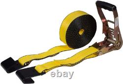 Ratchet Tie-Down Straps with Flat Hooks, 2 X 30' Ratchet Straps Yellow 10,000