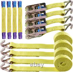 Ratchet Tie Downs Straps with Double J Hook 2 Inch 16 Ft 10,000 Lbs Break Streng