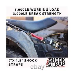SHOCKSTRAP Heavy Duty Ratchet Strap Tie Downs 1.5 x 15' with Gated Hooks, 2