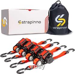 Strapinno Retractable Ratchet Straps 1 in X 12 Ft Heavy Duty Tie Downs, 1800Lb