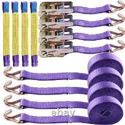 Tiedowns Ratchet Straps 2? X 16' with Double Wires J Hook Heavy Duty Breaking St