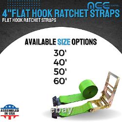 USA 10 Pack 4x30' Ratchet Strap withFlat Hook Flatbed Truck Trailer Farm Tie Down