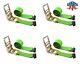 USA 4 Pack 4 x30' Ratchet Strap withFlat Hook Flatbed Truck Trailer Farm Tie Down