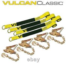 VULCAN Car Tie Down with Chain Anchors Lasso Style 2 Inch x 96 Inch 4 P