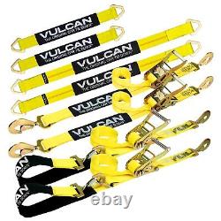 VULCAN Classic Yellow Axle & Ratchet Strap Tie Down Kit