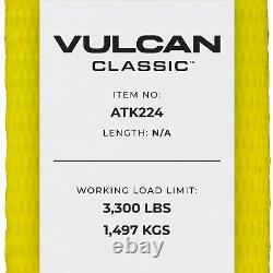 VULCAN Classic Yellow Axle Strap Tie Down Kit Snap Hook Ratchet Straps