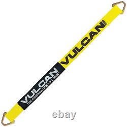 VULCAN Classic Yellow Axle Strap Tie Down Kit Wire Hook Ratchet Straps