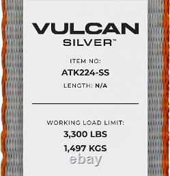 VULCAN Complete Axle Strap Tie down Kit with Snap Hook Ratchet Straps Silver S
