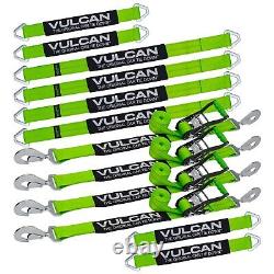 VULCAN High-Viz Reflective Axle Strap Tie Down Kit Snap Hook Ratchet Straps