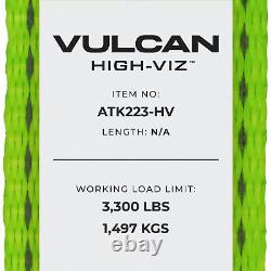 VULCAN High-Viz Reflective Axle Strap Tie Down Kit Wire Hook Ratchet Straps