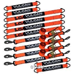 VULCAN PROSeries Orange Axle Strap Tie Down Kit Snap Hook Ratchet Straps